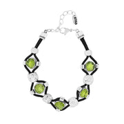 Pulsera olivina y cuero conjunto